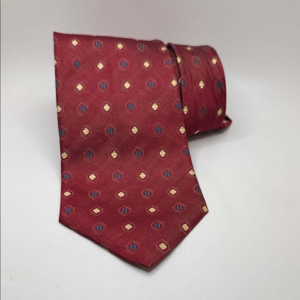 VTG ECHO Silk Tie - Burgundy Diamond Medallion - Made in USA